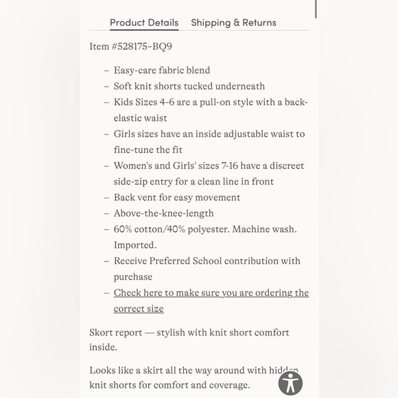 💥Sold💥 Lands End School Uniform Girls Blend Chino Skort Above Knee navy blue - Picture 7 of 7